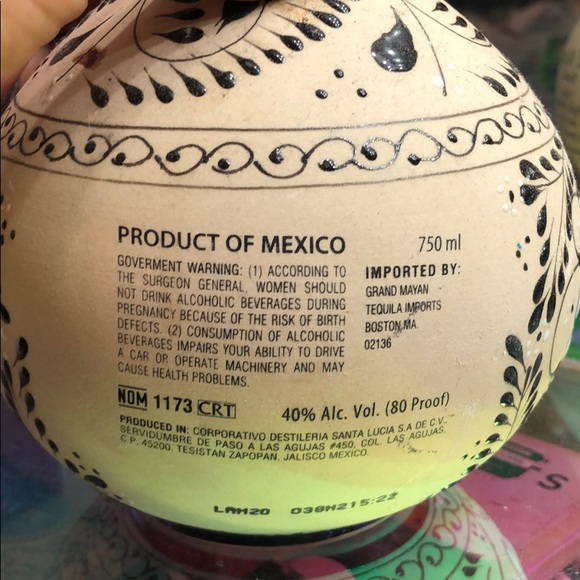 Handmade hand painted clay tequila bottle … - Picture 4 of 6
